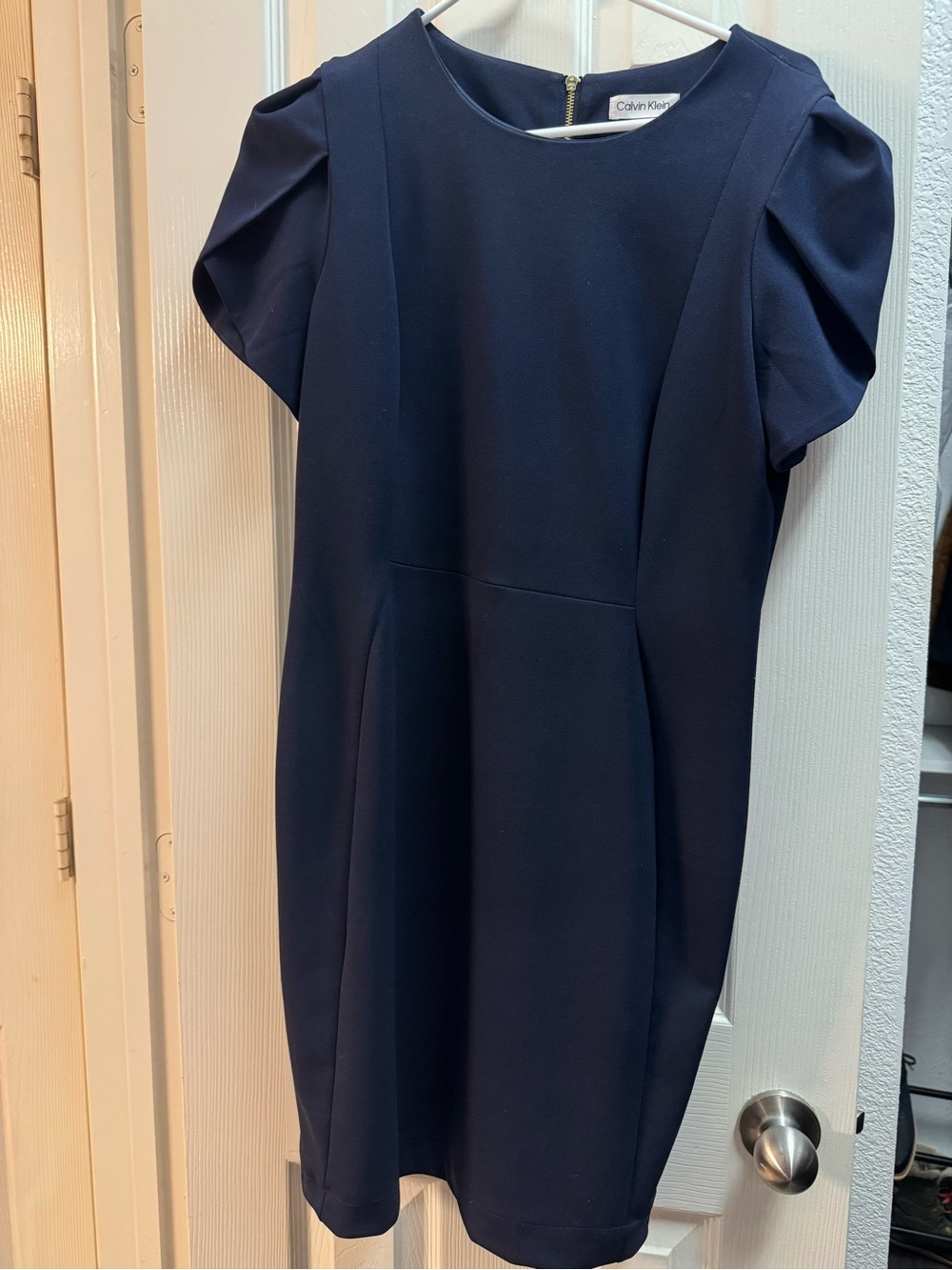 Calvin Klein Indigo Tulip Sleeve Sheath Dress